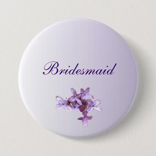 Floral Lilac Blume Hochzeit Bridesmaid Button (Vorderseite)