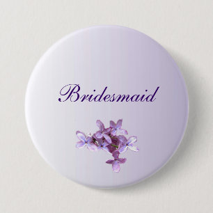 Floral Lilac Blume Hochzeit Bridesmaid Button
