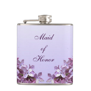 Floral Lilac Blume Hochzeit Trauzeugin Flachmann