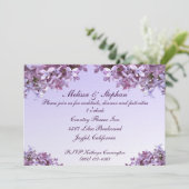Floral Lilac Blume Hochzeitsempfang Einladung (Stehend Vorderseite)