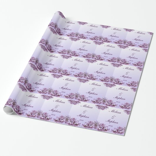 Floral Lilac Blume Hochzeitszettel Geschenkpapier (Ungerollt)