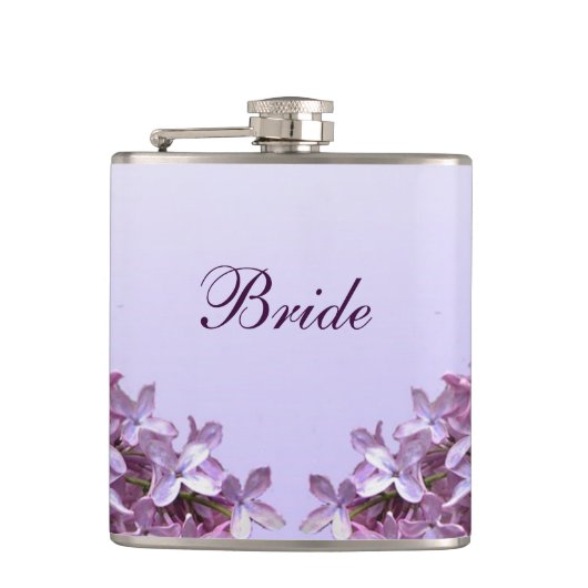 Floral Lilac Blume Wedding Bride Flachmann (Vorderseite)