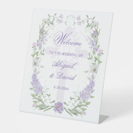 Floral Lilac Frame Religious Wedding Welcome Sockelschild