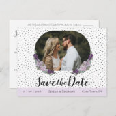 Floral Lilac & Lavender Custom Foto Save the Date Ankündigungspostkarte (Vorne/Hinten)