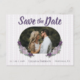 Floral Lilac & Lavender Custom Foto Save the Date Ankündigungspostkarte