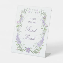 Floral Lilac Lavender Frame Gästebuch Sockelschild