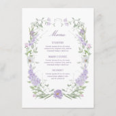 Floral Lilac Lavender Frame Menü Menükarte (Vorderseite)