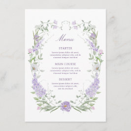 Floral Lilac Lavender Frame Menü Menükarte