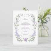 Floral Lilac Lavender Frame Menü Menükarte (Stehend Vorderseite)