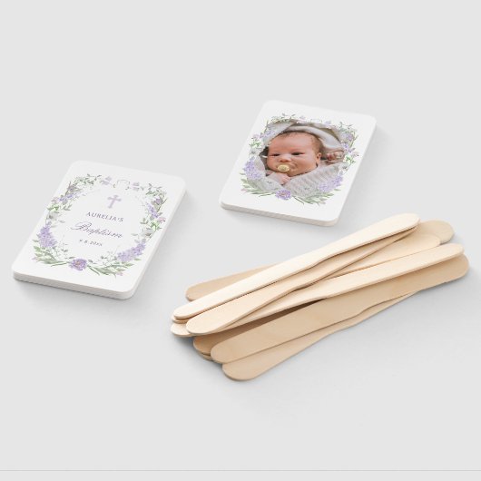 Floral Lilac Lavender Frame Taufe Fächer (Non-assembled)