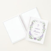 Floral Lilac Lavender Frame Taufe Gästebuch Notizblock (Innenseite)