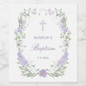 Floral Lilac Lavender Frame Taufe Weinetikett (Einzelnes Label)