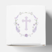 Floral Lilac Lavender Wreath Baptism Cube Geschenkschachtel (Oben)