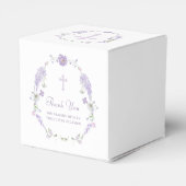 Floral Lilac Lavender Wreath Baptism Cube Geschenkschachtel (Rückseite)