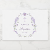 Floral Lilac Lavender Wreath Baptism Schaumweinetikett (Einzelnes Label)