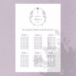 Floral Lilac Lavender Wreath Taufkarte Poster