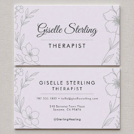 Floral Lilac Lila Healing Elegante Visitenkarte