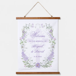 Floral Lilac Rahmen Religiöse Hochzeit Willkommen Wandteppich Mit Holzrahmen
