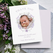 Floral Lilac Wreath Taufe Danke Karte