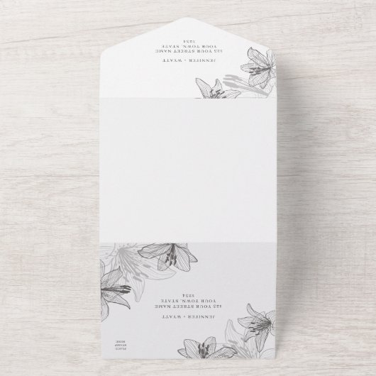 Floral Lilies All In One Einladung (Außenbereich)