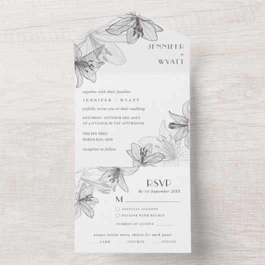 Floral Lilies All In One Einladung (Innen Boden)