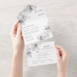 Floral Lilies All In One Einladung<br><div class="desc">Mit diesem individuell gestaltbaren Programm laden wir Sie zu einer Hochzeit ein,  die mit Schwarzweiß-Illustrationen von Blumenlilien und modernem Schriftart besticht. Diese Einladung ist perfekt für jede Jahreszeit.</div>