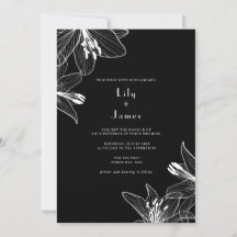 Floral Lilies Black and White Wedding