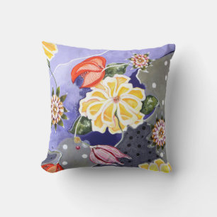 Floral Lilly Blue Abstrakter Punkt Kissen
