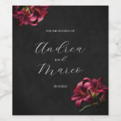 Floral Lilly Dark Gothic Wedding Weinetikett (Einzelnes Label)