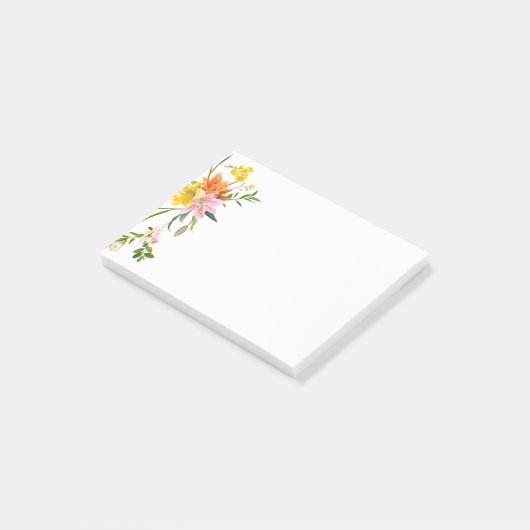 Floral Lily Blume - rosa, orange Post-it Klebezettel (angewinkelt)