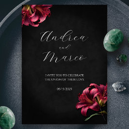 Floral Lily Dark Gothic Einladung zur Hochzeit