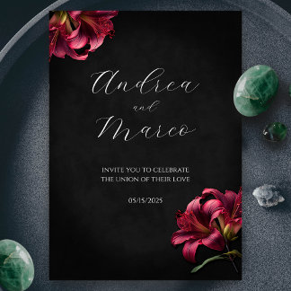 Floral Lily Dark Gothic Einladung zur Hochzeit