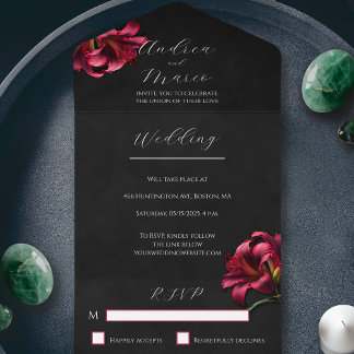 Floral Lily Dark Gothic Einladung zur Hochzeit