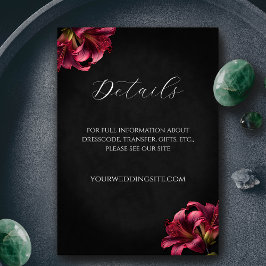 Floral Lily Dark Gothic Wedding Card Begleitkarte