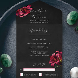 Floral Lily Dark Gothic Wedding Invitation All In One Einladung