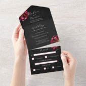 Floral Lily Dark Gothic Wedding Invitation All In One Einladung (Abreißen)
