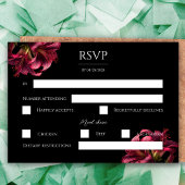 Floral Lily Dark Gothic Wedding RSVP Card Karte