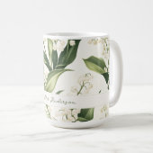 Floral Lily of the Valley with Custom Name Kaffeetasse (VorderseiteRechts)