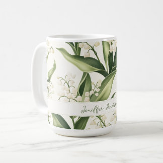 Floral Lily of the Valley with Custom Name Kaffeetasse