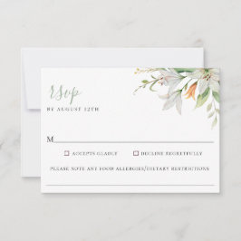 Floral Lily Wedding Food Allergy RSVP Card Karte