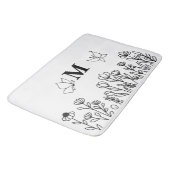 Floral Line Art Custom Monogram Badematte (Schrägansicht)