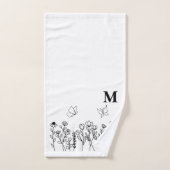 Floral Line Art Custom Monogram Badhandtuch Set (Handtuch)