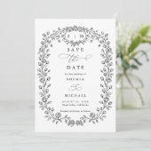 Floral Line Art Save The Date Invitation (Stehend Vorderseite)