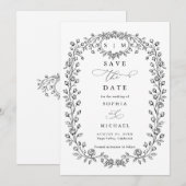 Floral Line Art Save The Date Invitation (Vorne/Hinten)