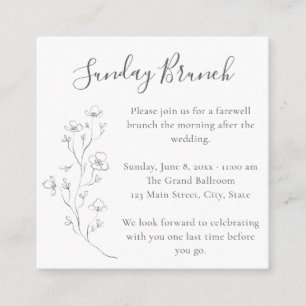 Floral Line Art Sonntag Brunch Hochzeit Begleitkarte