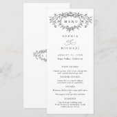 Floral Line Art Wedding Flat Menu Menükarte (Vorne/Hinten)