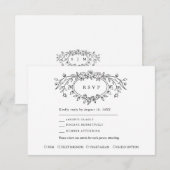 Floral Line Art Wedding Response Card RSVP Karte (Vorne/Hinten)