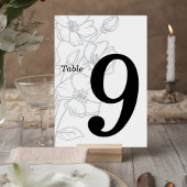 Floral Line Art Wedding Table Number Card Tischnummer