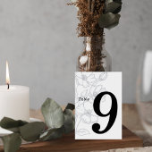 Floral Line Art Wedding Table Number Card Tischnummer