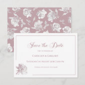 Floral Line Art White Dusty Rose Wedding  Save The Date (Vorne/Hinten)